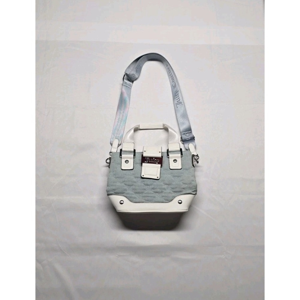 Juicy Couture Mini Tote Purse Light Blue Denim Quilte Satchel Fashion Bag Y2Kute